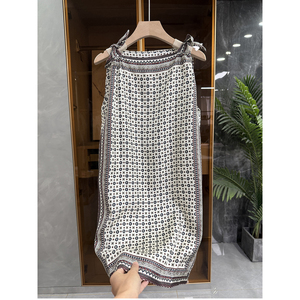 复古印花真丝斜纹绸无袖上衣