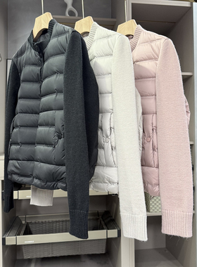 口碑大工厂出！拼接针织圆领鸭绒羽绒服外套女     Y0186079~ZY