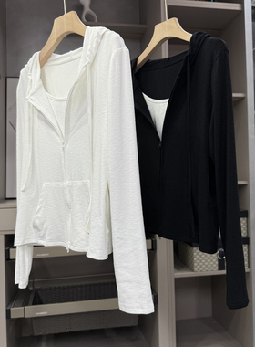 N货！舒适又显瘦！两件套休闲连帽长袖棉上衣女     M02275~ZY