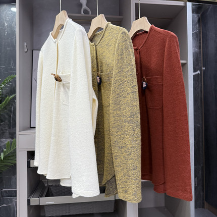 重磅推荐！yuan单！宽松澳洲羊毛毛呢圆领衬衫上衣女    25854~ZY