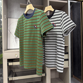 大厂品质 优质棉条纹圆领短袖 T恤女 大大大N货 A3055