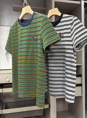 大大大N货！大厂品质！优质棉条纹圆领短袖T恤女    A3055~ZY
