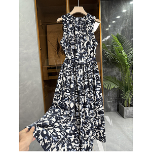 大厂品质！印花棉圆领背心连衣裙