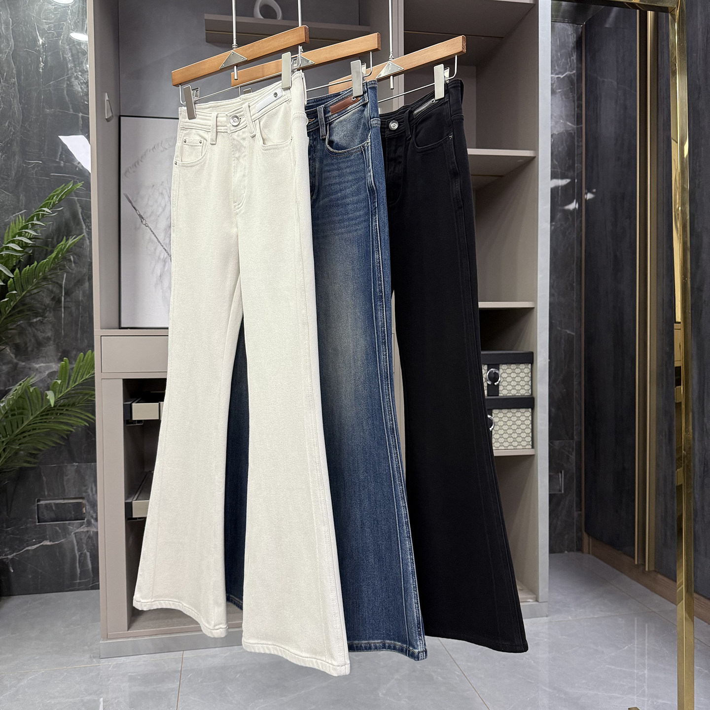 大厂品质系列！高个子收！修身微弹磨毛牛仔喇叭裤女  962731~ZY