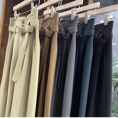 清仓不予退换#4!修饰各种型！高腰羊毛休闲阔腿裤女B0052