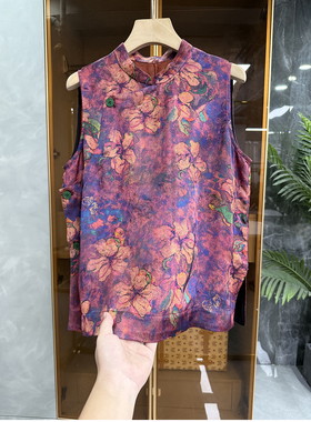 清仓不予退换！新中式！重工提花斜襟立领背心马甲女D23334~ME