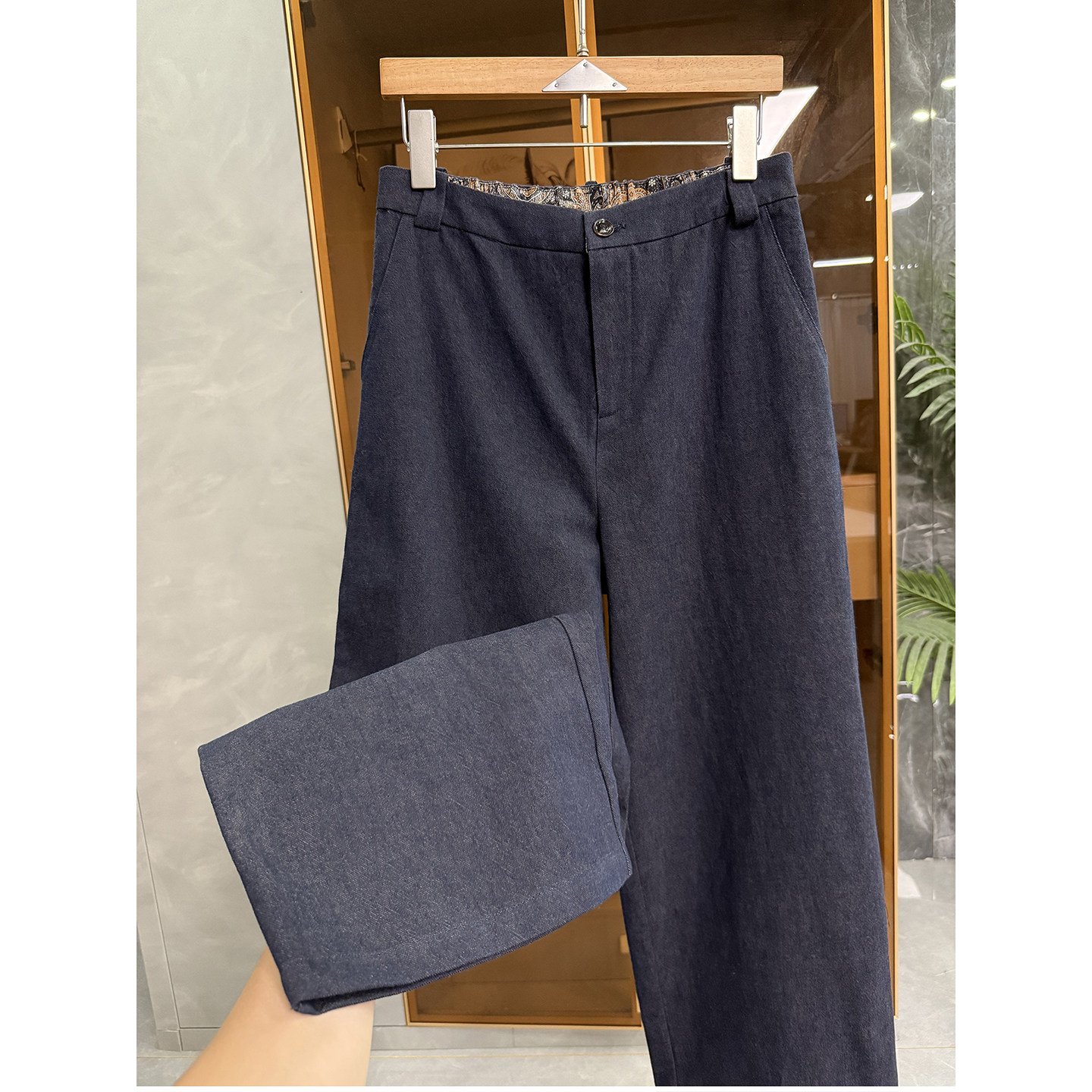 chao爱穿！显瘦神器！高腰亚麻牛仔直筒裤女    C2863-1~ME