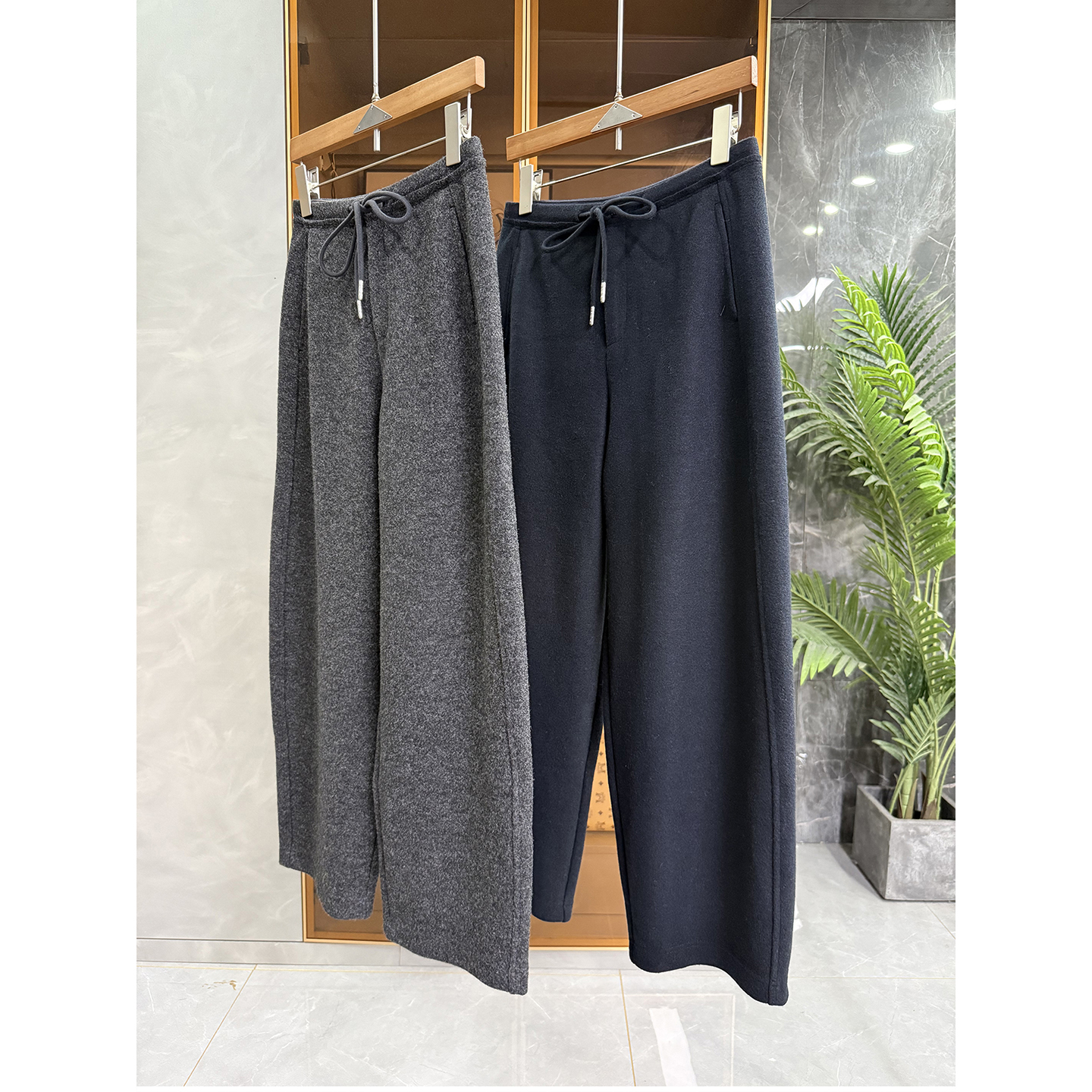 N货羊毛毛呢高腰休闲镰刀九分裤