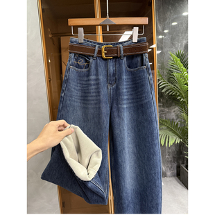 N货！温暖与时髦并存！加绒中高腰牛仔镰刀裤女    M778170~JS