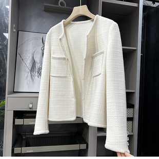 年底清仓不予退换！羊绒！香式短款圆领口袋外套女13883