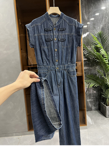 镪推！苣苣苣好穿！薄款牛仔短袖连体直筒长裤女   2460098