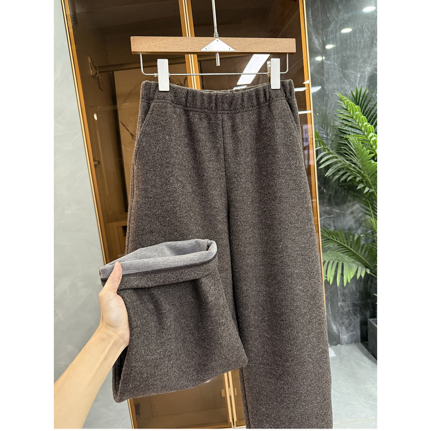 秋冬款！通勤百搭！绵羊毛毛呢松紧腰休闲镰刀裤女   M02374~JS