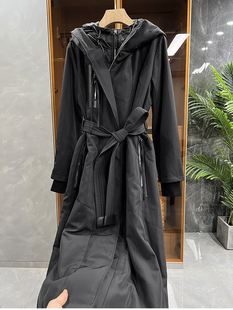 清仓不予退换#A~白鹅绒！双层连帽后开叉羽绒服风衣外套女21C204