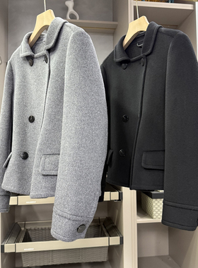 G上1W+！jin口料！羊绒羊毛双面呢双排扣大衣外套女   H25335~ZY