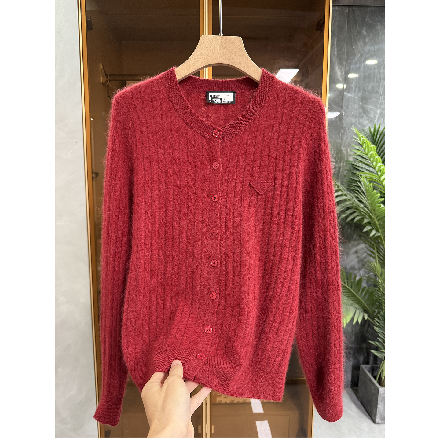 N货！羊绒羊毛麻花圆领针织开衫