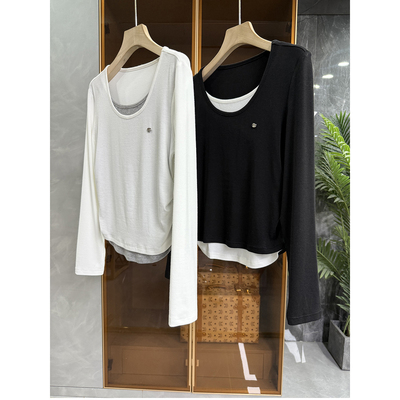 N货！假两件圆领长袖棉T恤