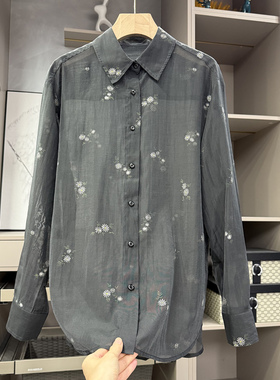 大N货！轻薄舒爽！宽松天丝碎花翻领长袖衬衫上衣女 CYMK0539~ZY