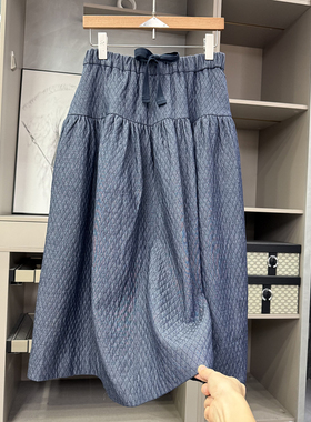 清仓不予退换！M单！菱格松紧腰大摆半身裙女MZ15520B~ZY