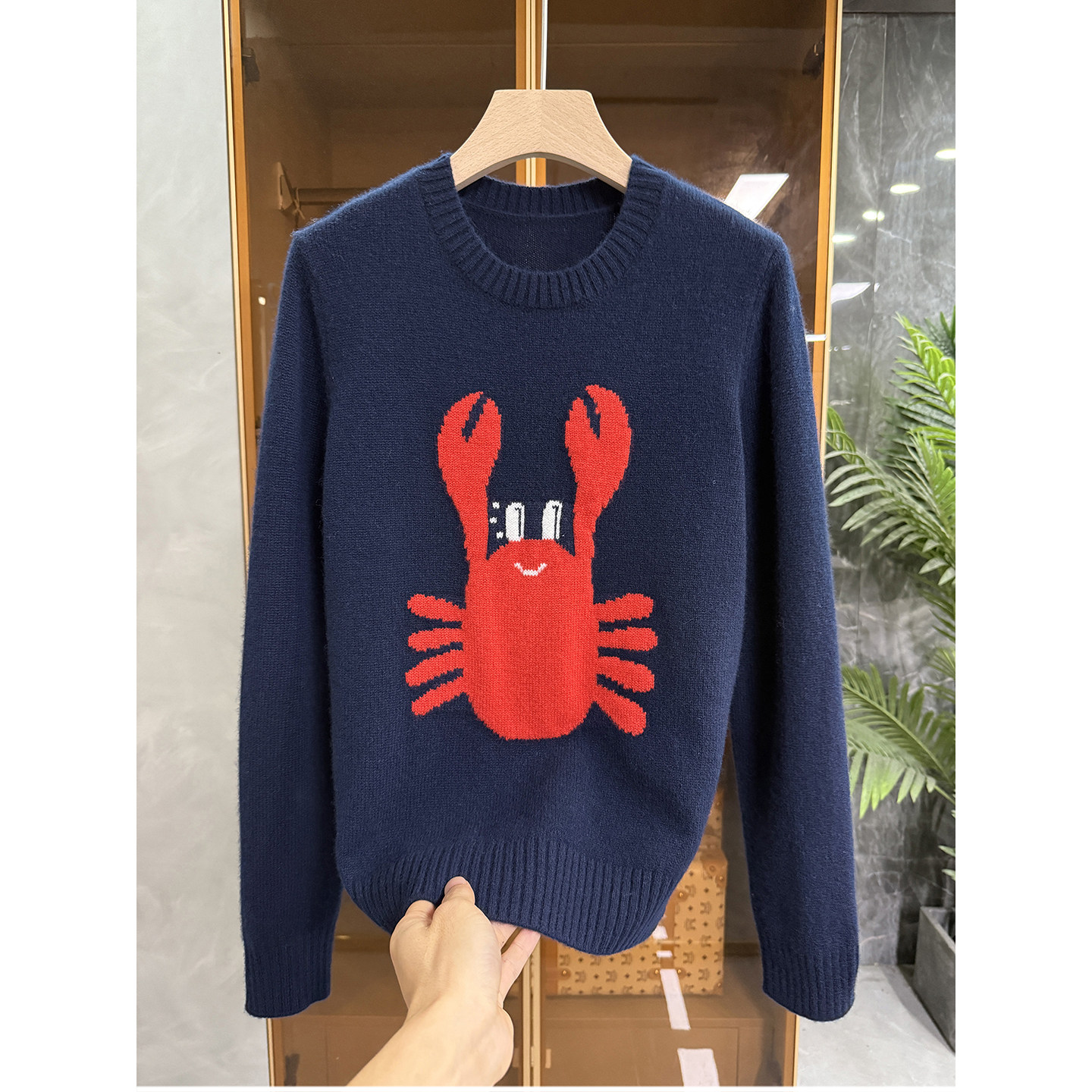 尖货！提花螃蟹羊毛圆领针织毛衣