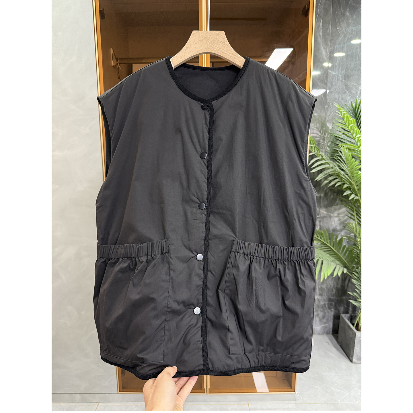 外M单!含真丝俩面穿宽松圆领马甲