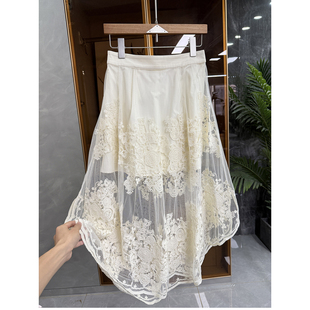96732 重工刺绣网纱大摆半身裙女 G上5K 莼尾yuan单