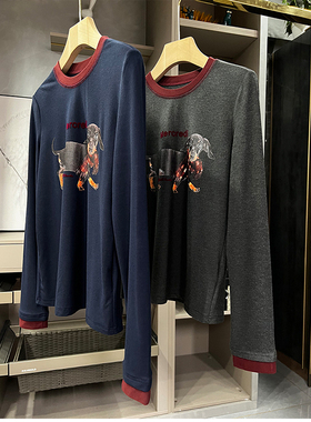 清仓不退#B！通勤百搭！印花小狗抓绒圆领T恤女   SY1369