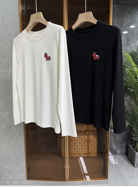 咆哮咆哮推荐！wu敌好穿！显瘦圆领长袖棉T恤女  DM19~ME