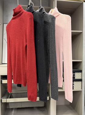 人手一件加分神器！薄款羊毛亮片高领针织打底衫女     H8276~ZY