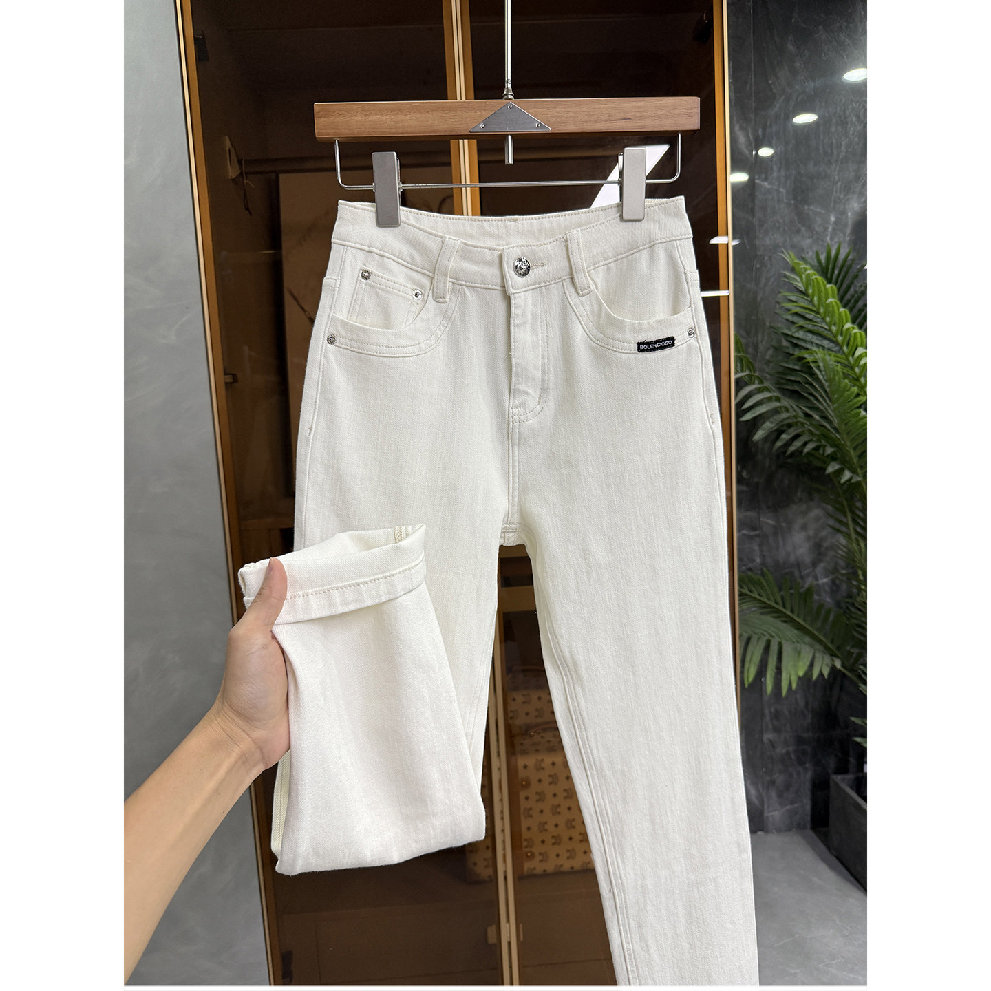 小个子收！显瘦显高挑！微弹牛仔九分小脚裤女M339628~JS