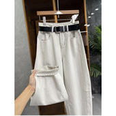 藏肉显瘦一jue 宽松中高腰牛仔镰刀裤 女 JU推荐 M778065