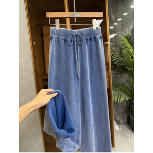 M913199 高个子收 女 做旧羊毛松紧腰针织阔腿裤 瘦腿神器