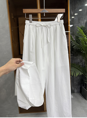 清仓不予退换！一夏！亚麻松紧腰休闲镰刀阔腿裤女  86318~JS