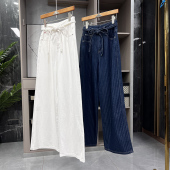 D5312 清仓不予退换 女 人字纹高腰牛仔直筒阔腿裤 款