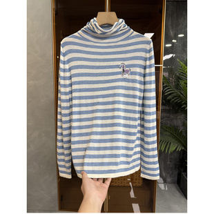 自留推荐！好穿不费力！羊绒羊毛条纹高领针织上衣女  A3059~ME