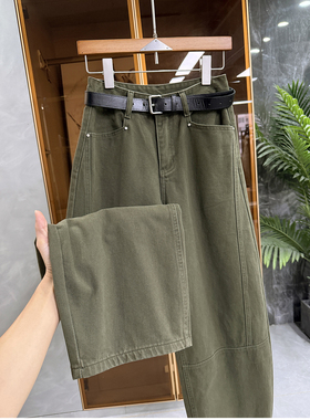 大N货！时髦精都在穿！宽松加绒牛仔镰刀裤女   M778118~JS