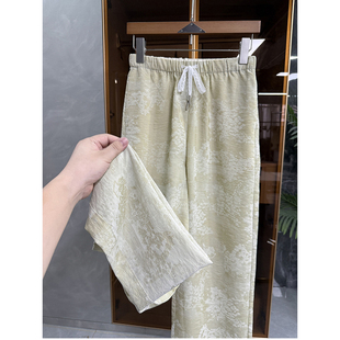 女T6737 提花松紧腰休闲直筒裤 风 清仓不予退换