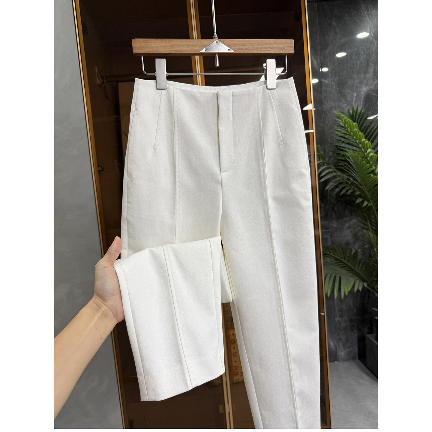 小个子收！jin口P牌料！中高腰休闲烟管九分西裤女  11960~JS