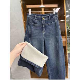 D25598 高个子收 女 加绒高腰牛仔镰刀裤 温暖不臃肿