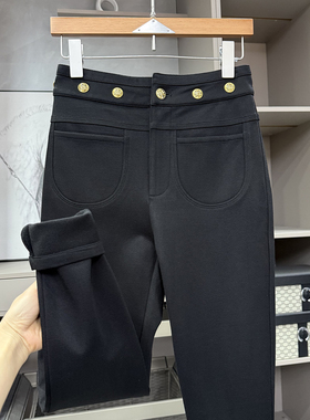 qiang疯了！动漫腿精！微弹加绒中高腰九分小脚裤女 20250970~ZY