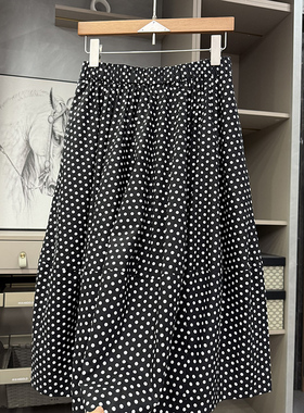 清仓不予退换！棉波点松紧腰大摆半身裙女MZ60632~ZY