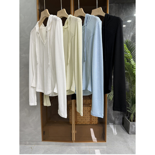 INS博主都在穿！修身薄款绵羊毛连帽长袖上衣女   ZH25SY8049~ME