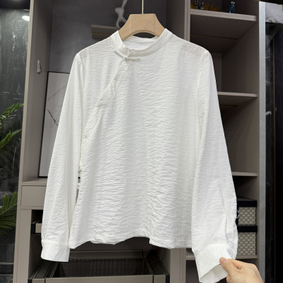 新中式！真丝立领盘扣衬衫上衣