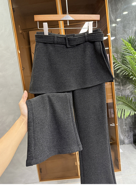 人手一件！秋冬瘦身秘籍！加绒屁帘休闲喇叭裤女   M021161~JS