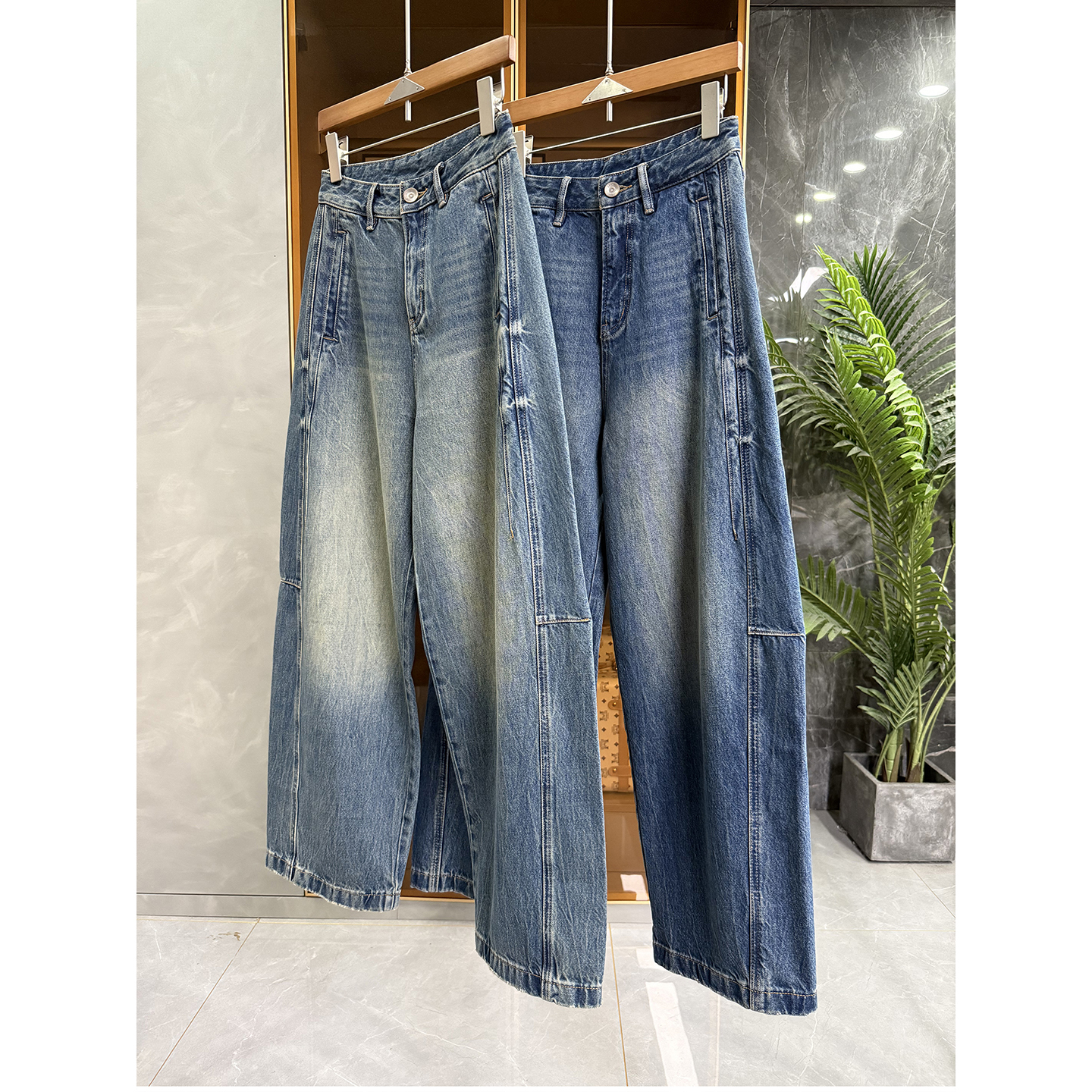 品质货!复古高腰牛仔镰刀裤