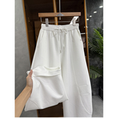 清仓不予退换 女M025316 单品 宽松松紧腰休闲镰刀卫裤