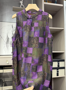 清仓不予退换！尾新中式！复古斜襟盘扣开衩无袖连衣裙62369~ZY