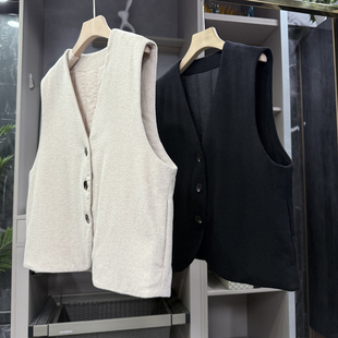 Y8131 羊绒羊毛磨毛V领棉服马甲女 温暖不臃肿 大大N货