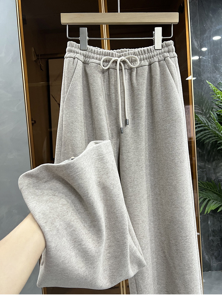 王炸裤型！谁穿都好看！含羊绒羊毛松紧腰休闲阔腿长裤女  QQ079