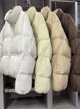 莼尾柜款！温暖小火炉！宽松鹅绒羽绒服立领短外套女  H621577~ZY