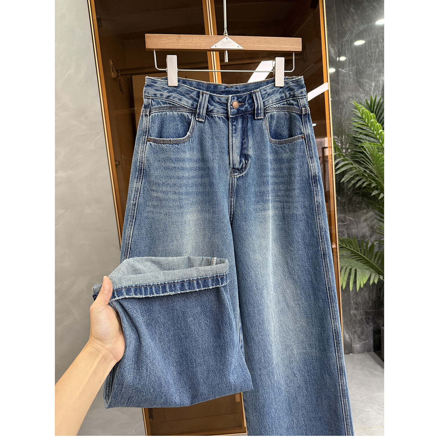 高个子收！实力工厂！中高腰牛仔阔腿裤女   M778617~JS,女装/女士精品,牛仔裤,淘宝优惠券,粉丝福利购,淘宝优惠卷